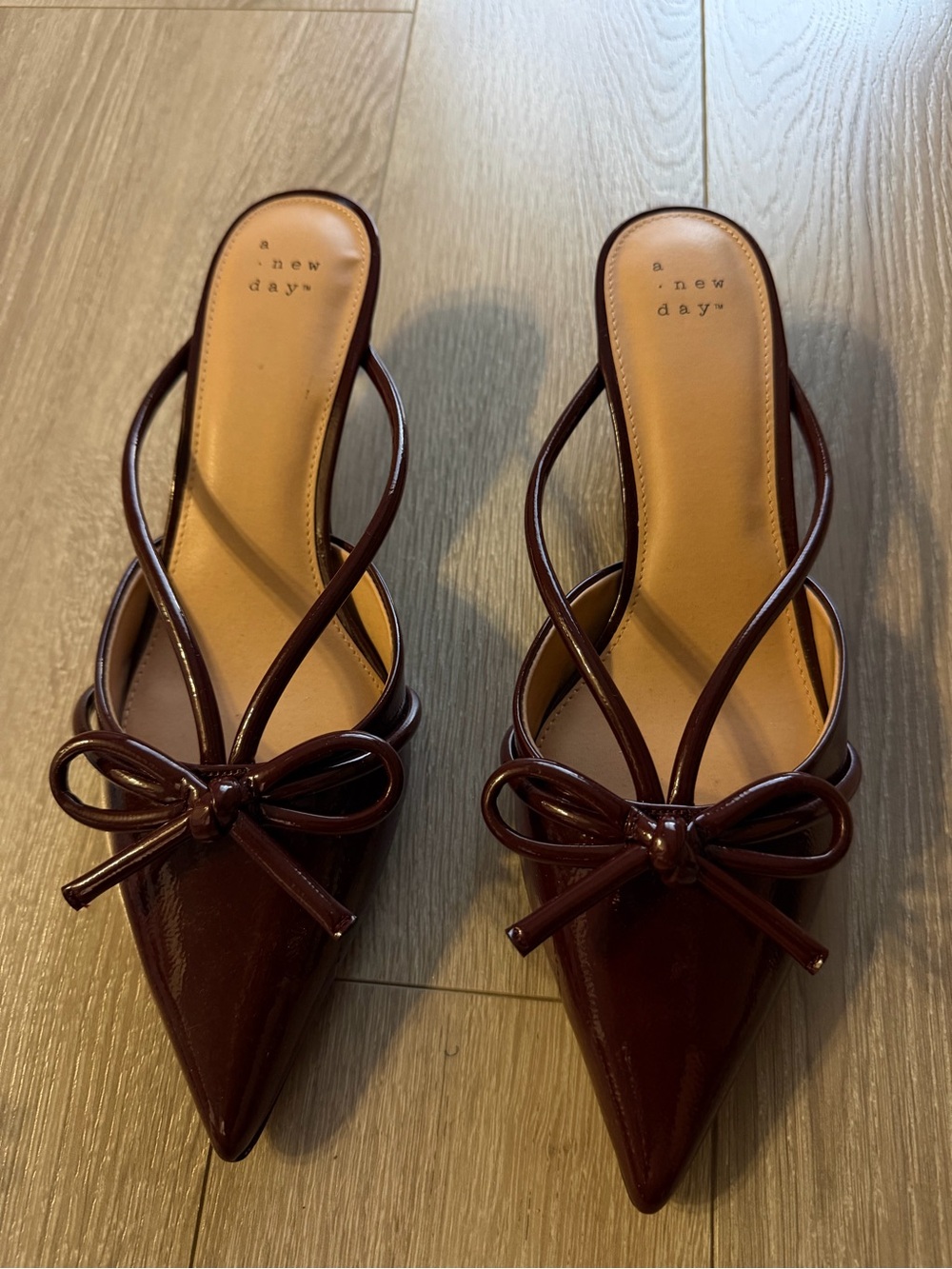 A New Day Women's Dark Burgundy Glossy Backless Mule size 8